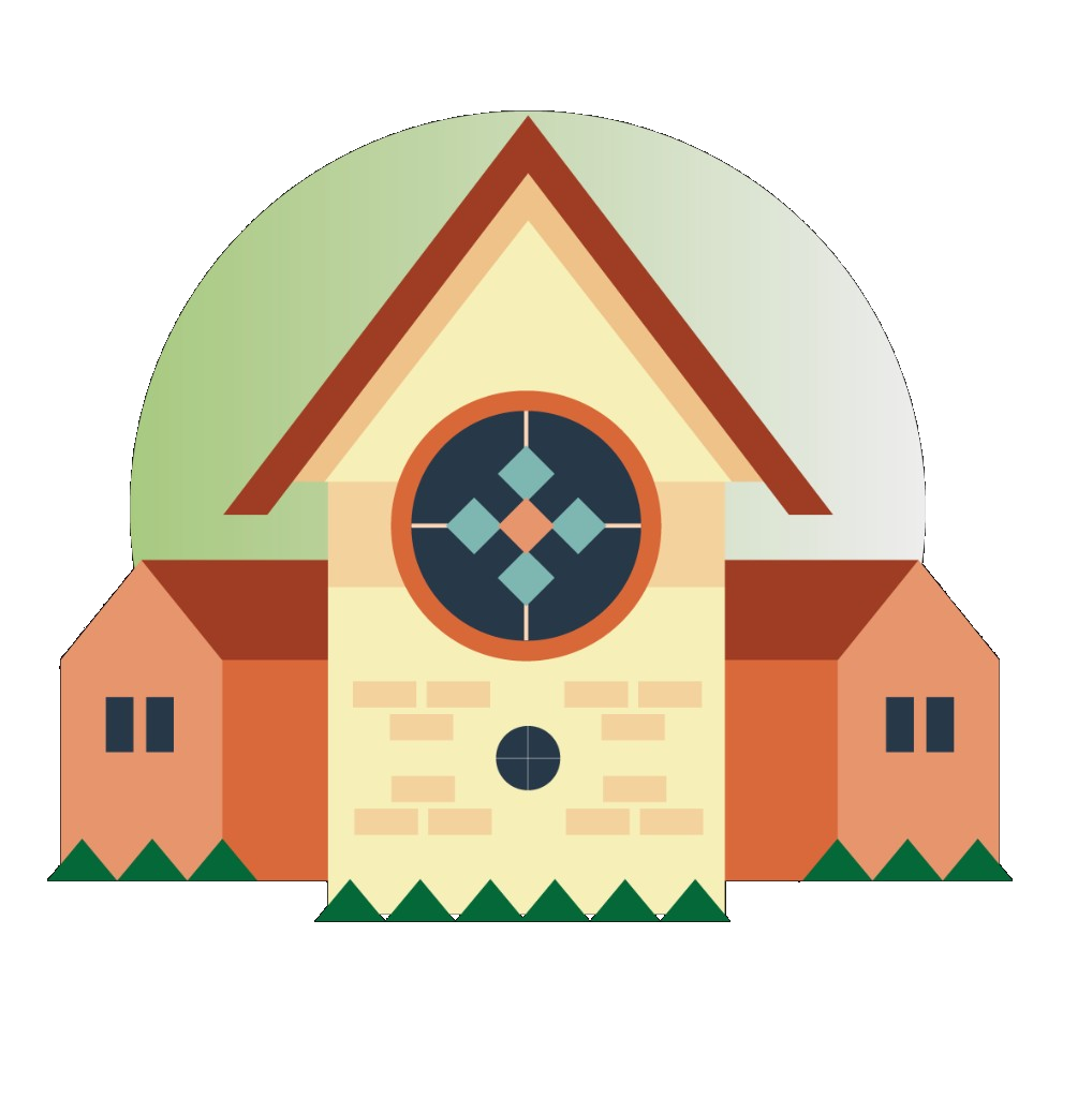 Logo Villa Talciona con illustrazione di edificio in terracotta